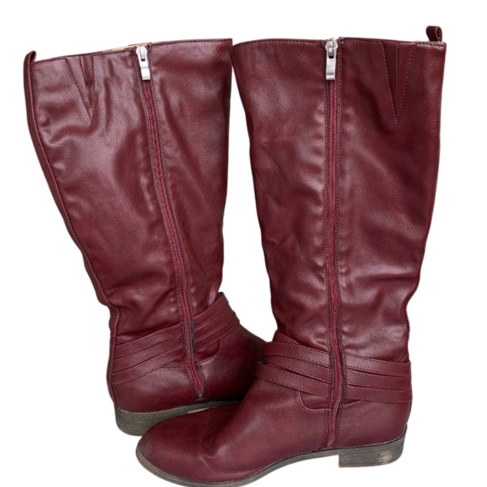 JOURNEE Ivie Boots Knee High Riding Boot Style Wine Color Size 9 Wide Calf VGUC - Picture 3 of 16